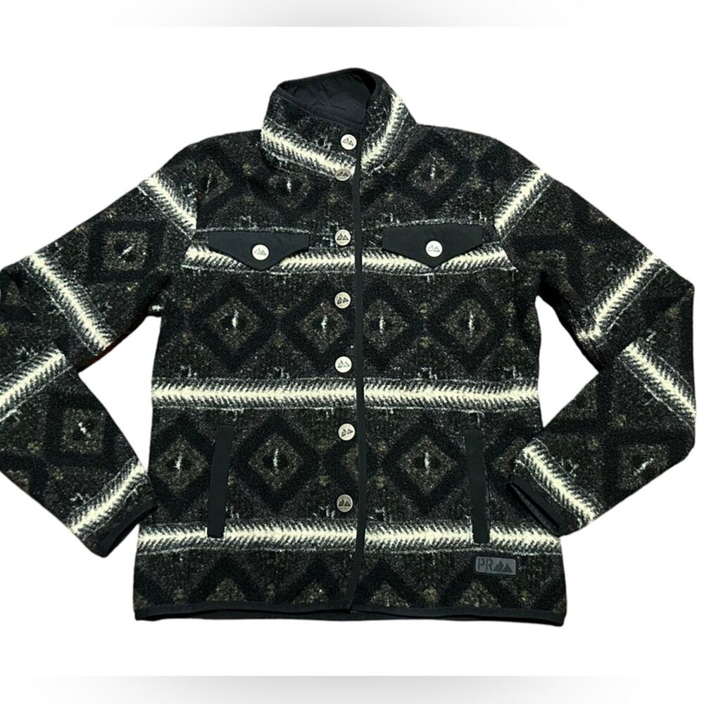 Powder River Outfitters Women’s Small Black & Gray Aztec Fleece Snap Jacket